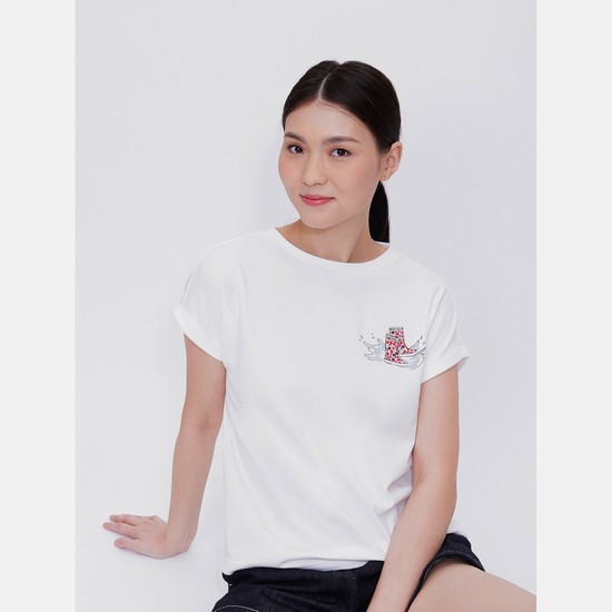 Aigle A Short Sleeves Tee Shirt With Uvc And Dry Fast Function T-shirts Women White ZA-96578